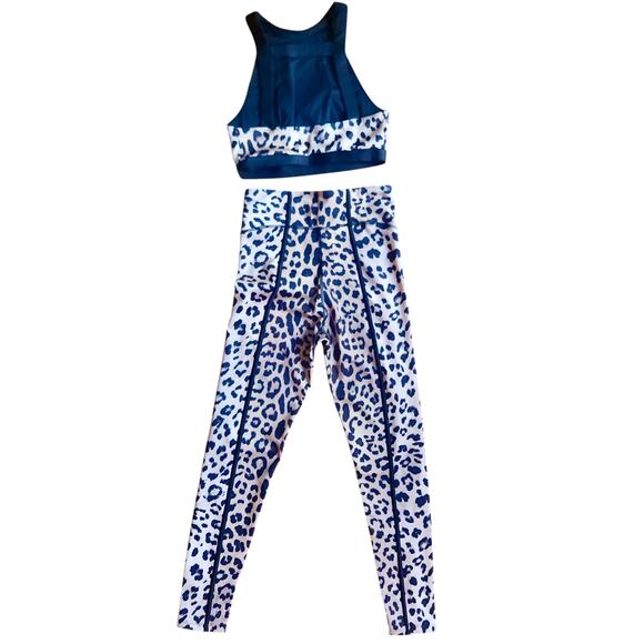 NWOT THE NOLI SHOP NOLI YOGA Cross Back Sports Bra Legging Leopard SET Women S - Picture 3 of 6